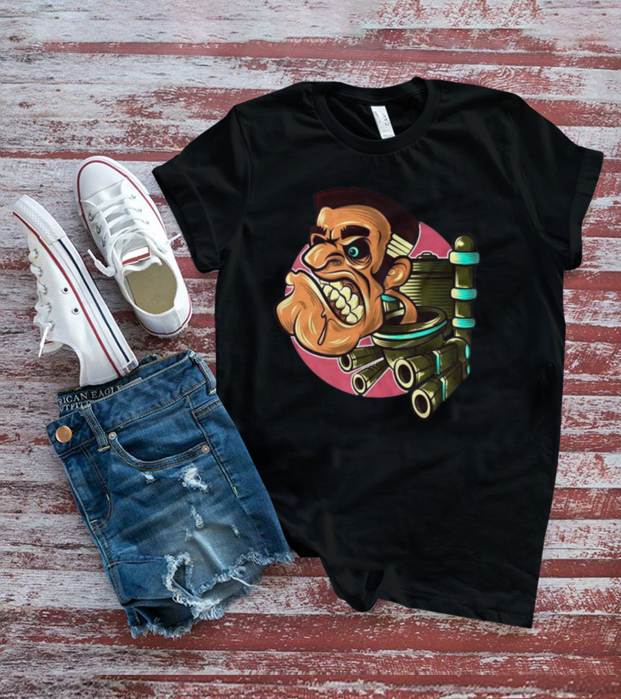 Skibidi Toilet Meme Angry Gritty Face T-Shirt