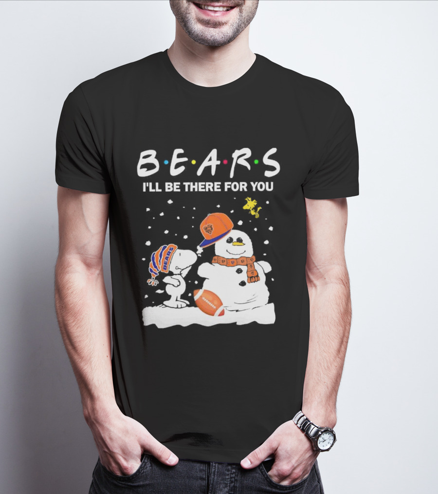 Snoopy And Snowman Chicago Bears I'll Be There For You Christmas Football T-Shirt