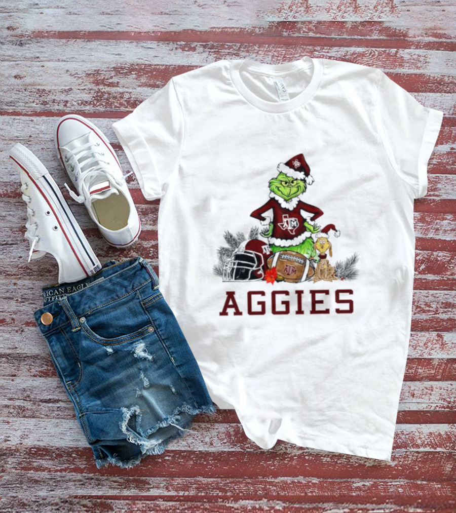Texas A&M Aggies Grinch Max Dog Christmas Football Humor T-Shirt
