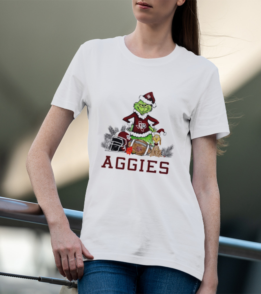 Texas A&M Aggies Grinch Max Dog Christmas Football Humor T-Shirt
