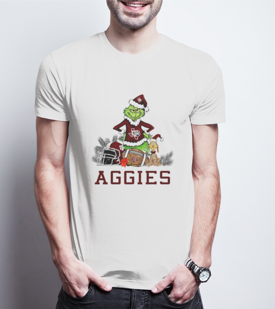 Texas A&M Aggies Grinch Max Dog Christmas Football Humor T-Shirt