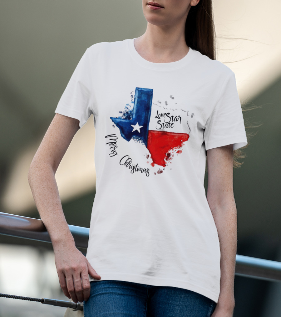 Texas Flag Lone Star State Merry Christmas T-Shirt