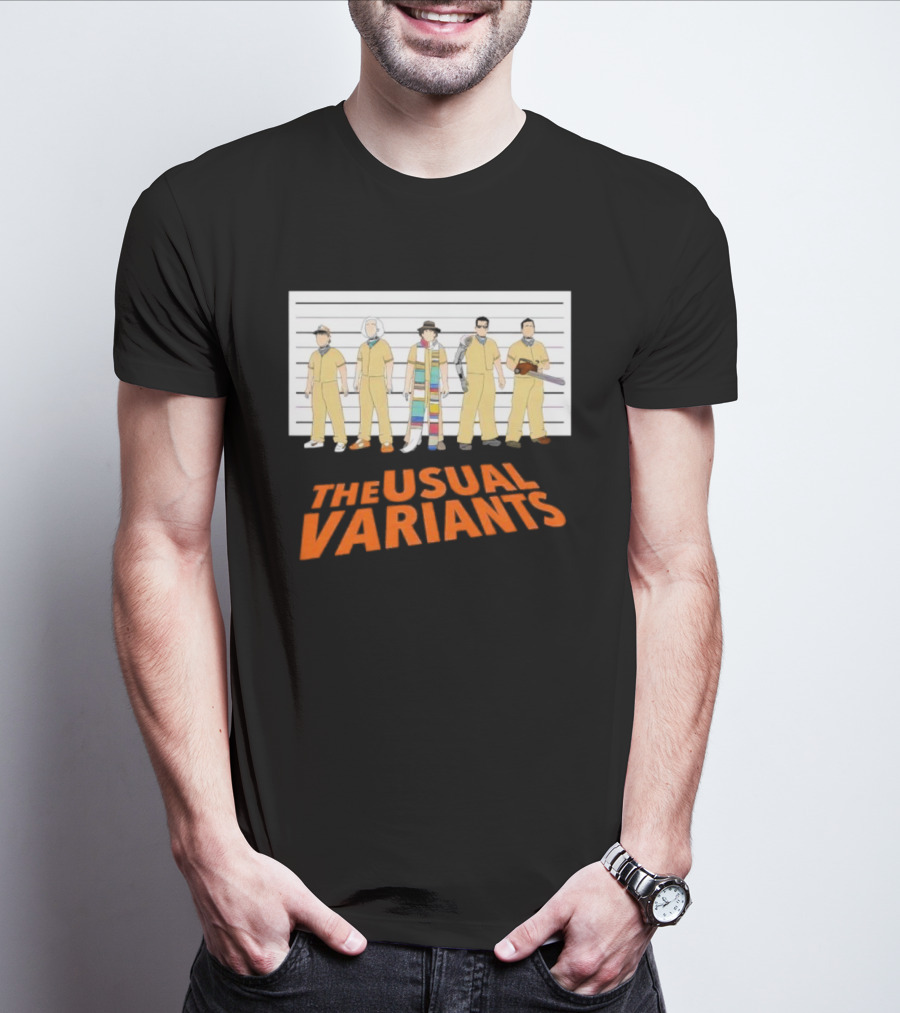 The Usual Variants Parody Featuring Sci-Fi Time Travel Characters In Lineup T-Shirt