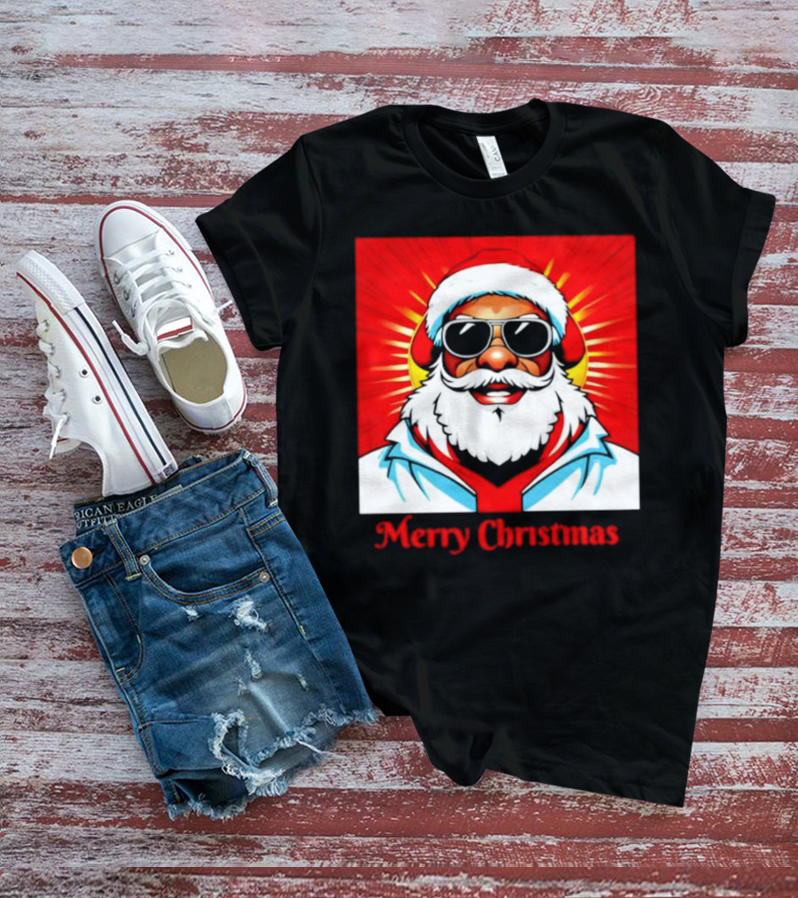 Bright Santa Merry Christmas In Cool Cartoon T-Shirt