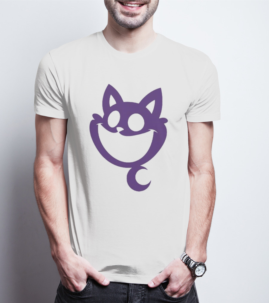 Cheshire Cat Purple Silhouette Face Design Catnap Face T-Shirt