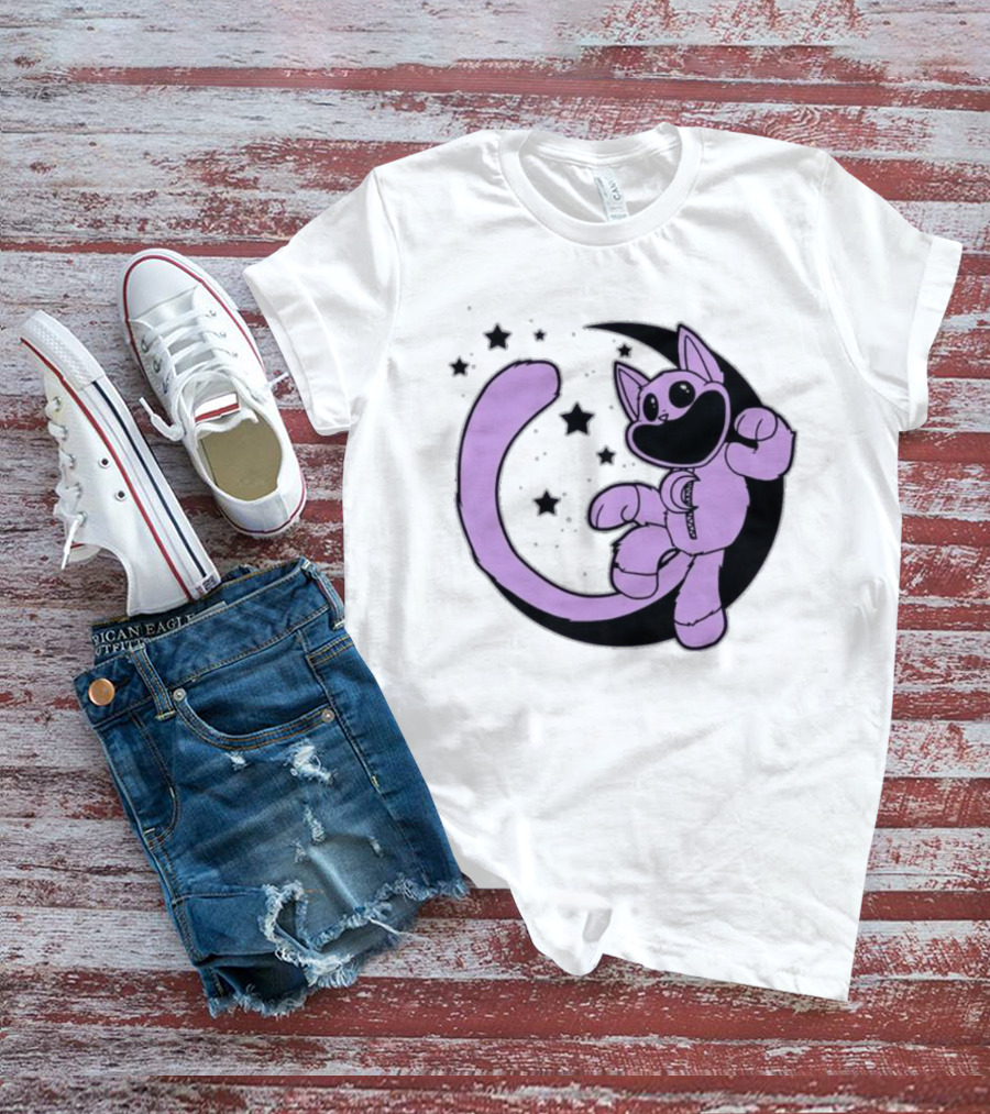 CatNap Astronaut Cat In Space With Crescent Moon And Stars T-Shirt