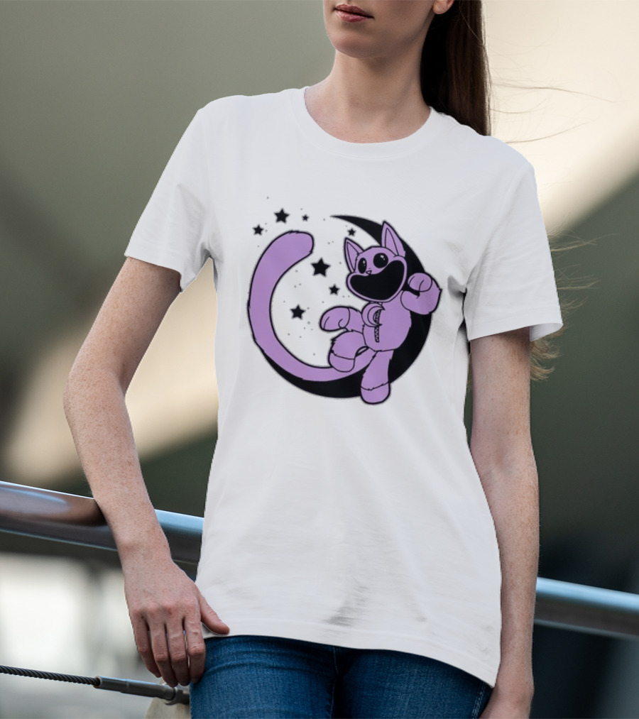 CatNap Astronaut Cat In Space With Crescent Moon And Stars T-Shirt