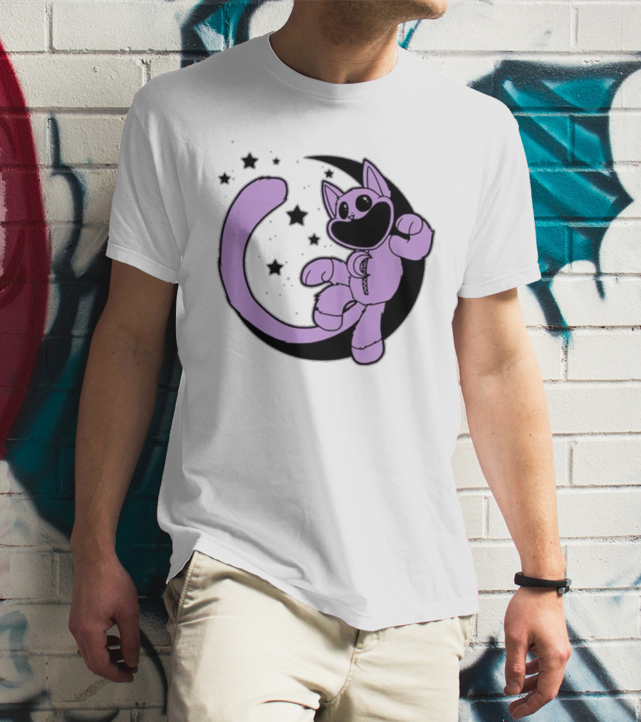 CatNap Astronaut Cat In Space With Crescent Moon And Stars T-Shirt