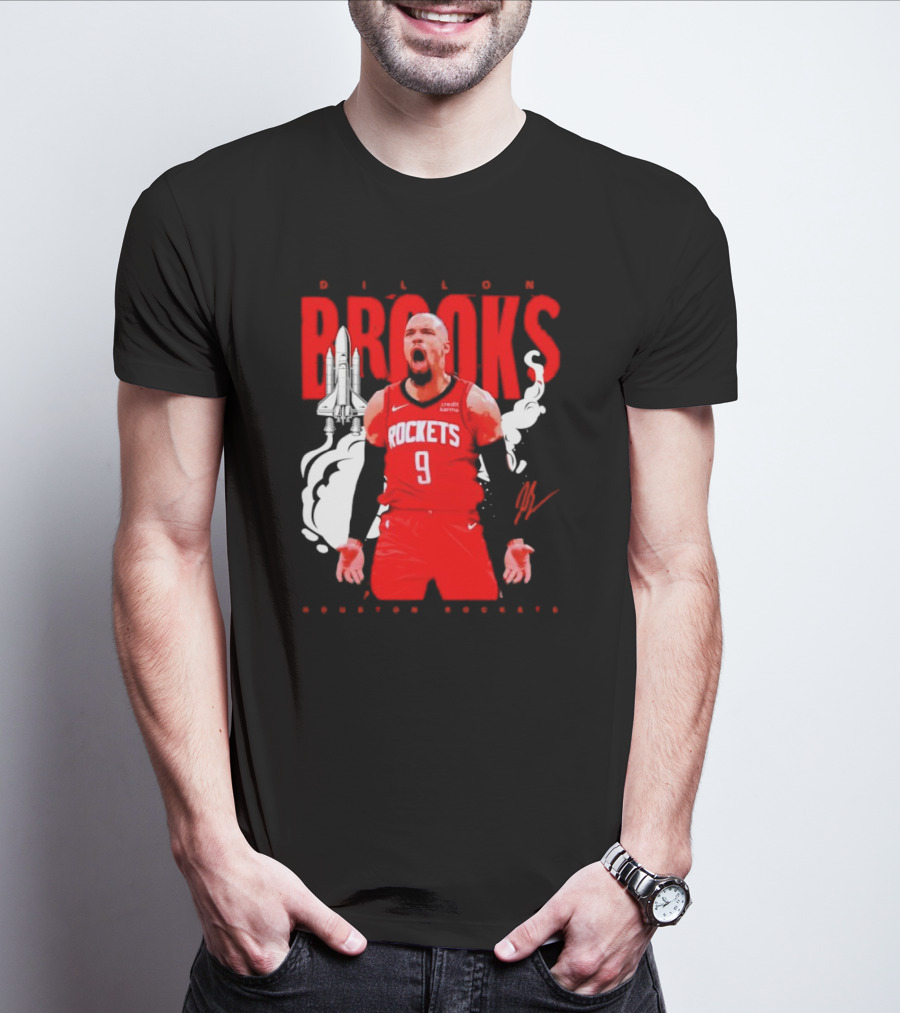 Dillon Brooks Rockets 9 Signature Houston Space T-Shirt