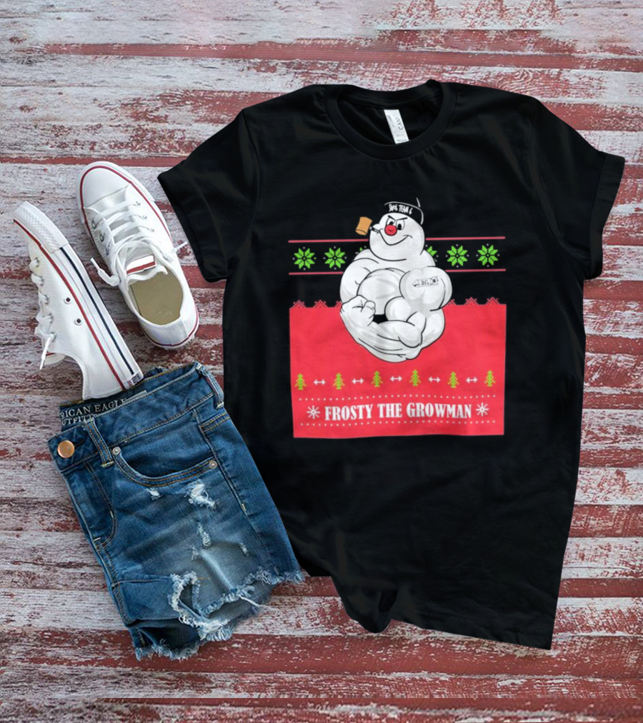 Frosty The Growman Christmas Bodybuilder Snowman T-Shirt