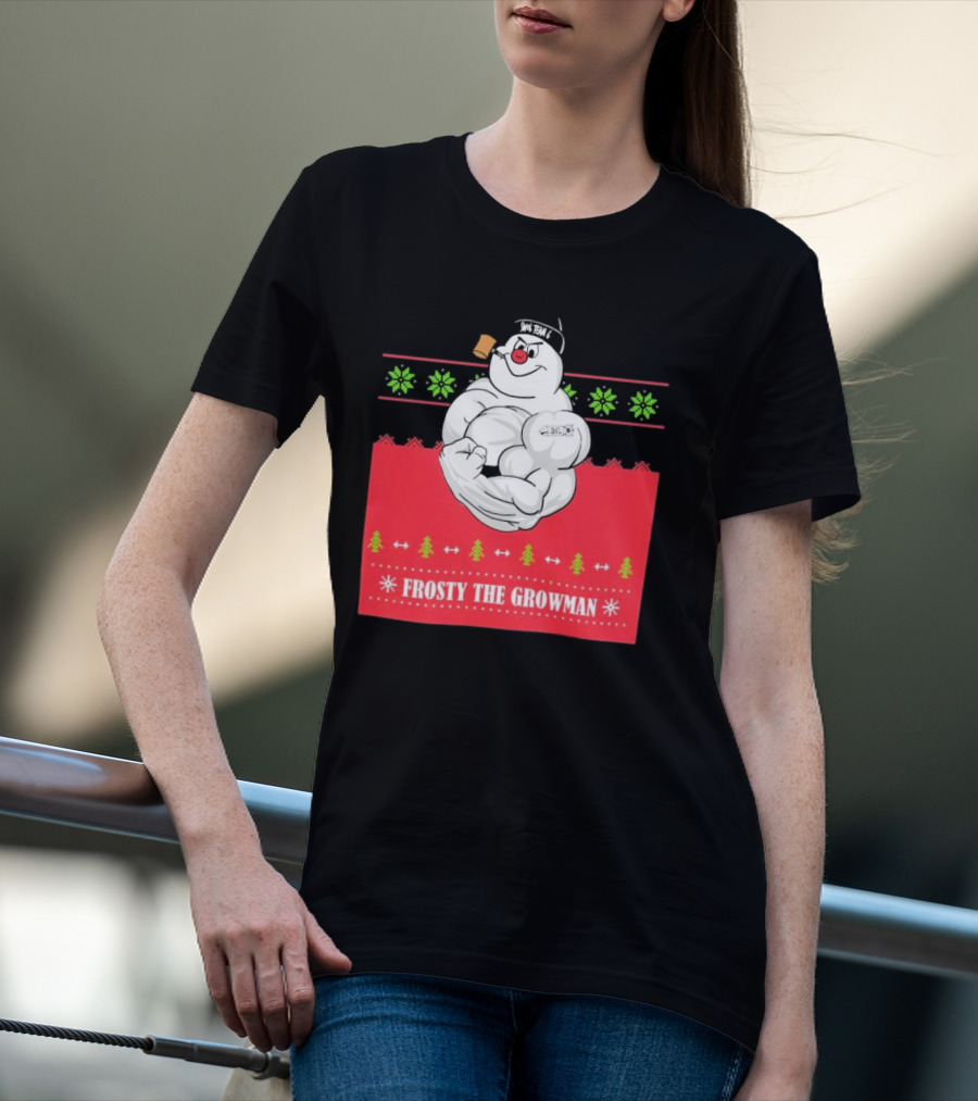 Frosty The Growman Christmas Bodybuilder Snowman T-Shirt