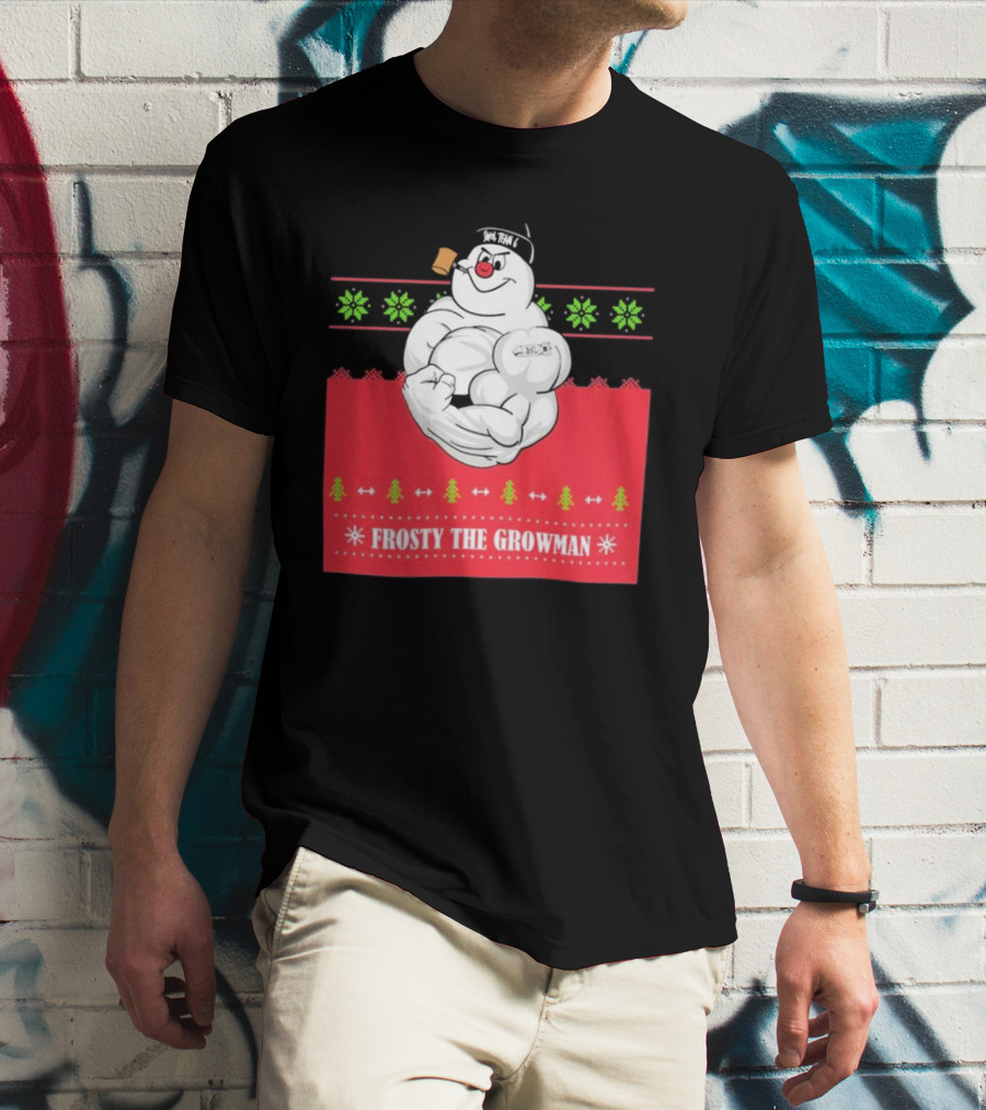 Frosty The Growman Christmas Bodybuilder Snowman T-Shirt