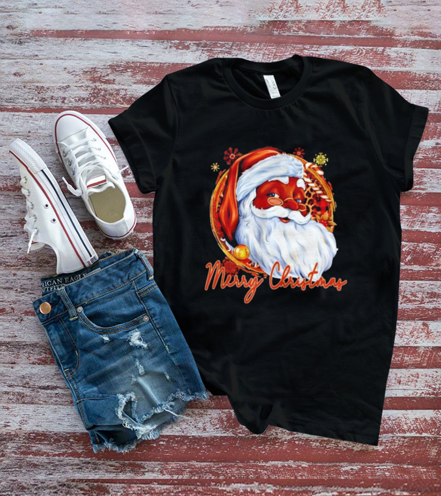 Handsome Black Santa Merry Christmas Festive Joyful Santa Image T-Shirt