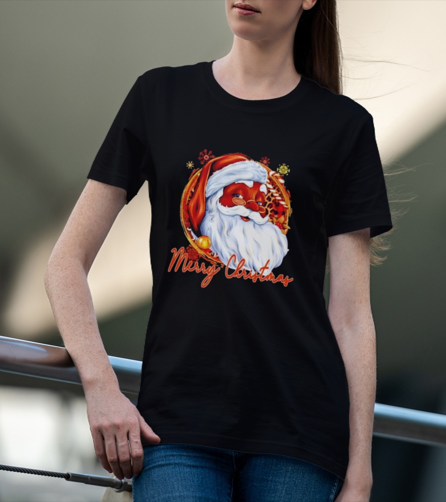Handsome Black Santa Merry Christmas Festive Joyful Santa Image T-Shirt