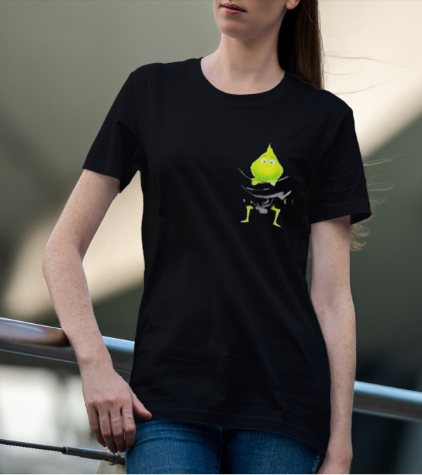 Grinch Peeking From Pocket T-Shirt