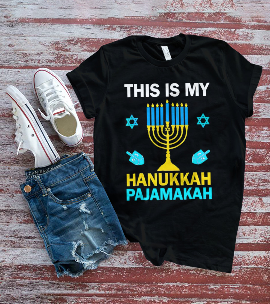This Is My Hanukkah Pajamakah Menorah Dreidels Star Of David T-Shirt