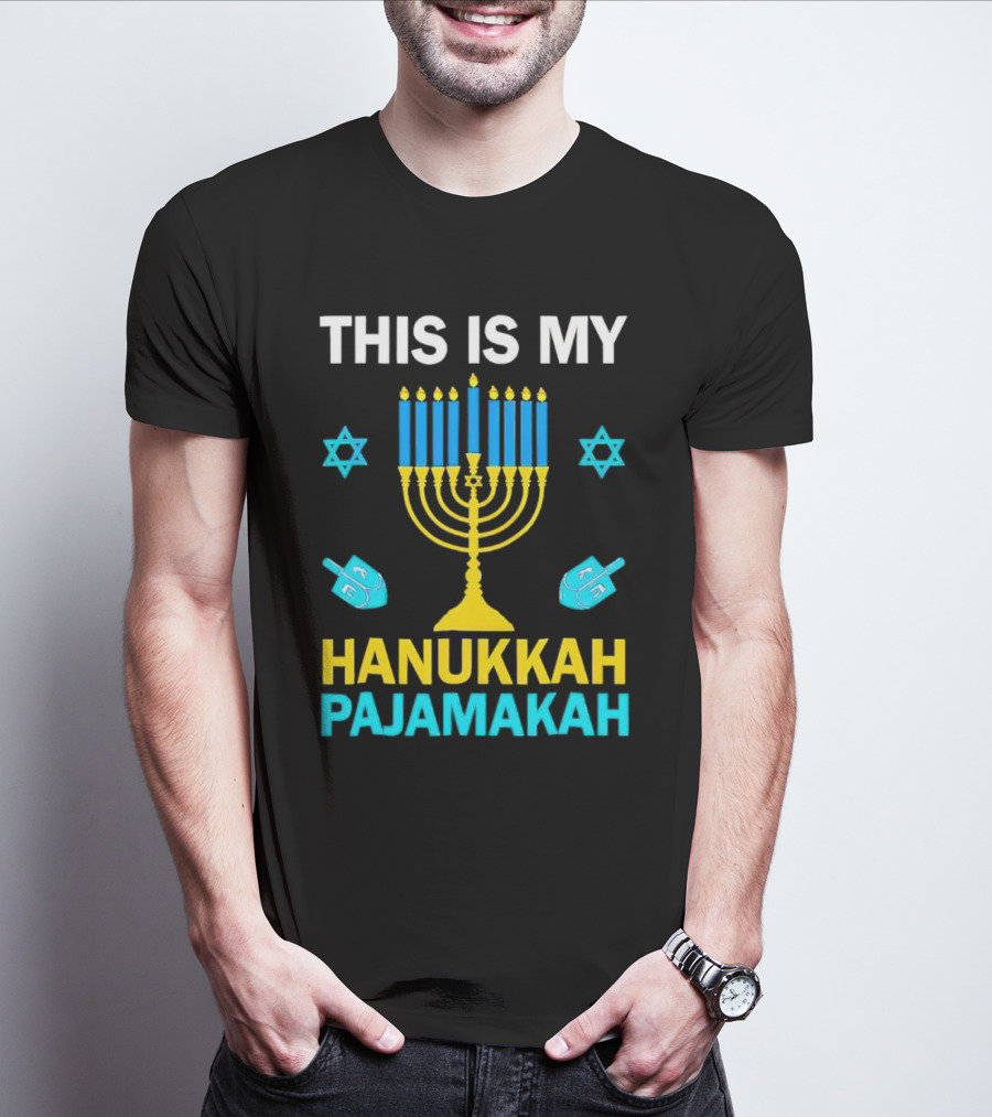 This Is My Hanukkah Pajamakah Menorah Dreidels Star Of David T-Shirt