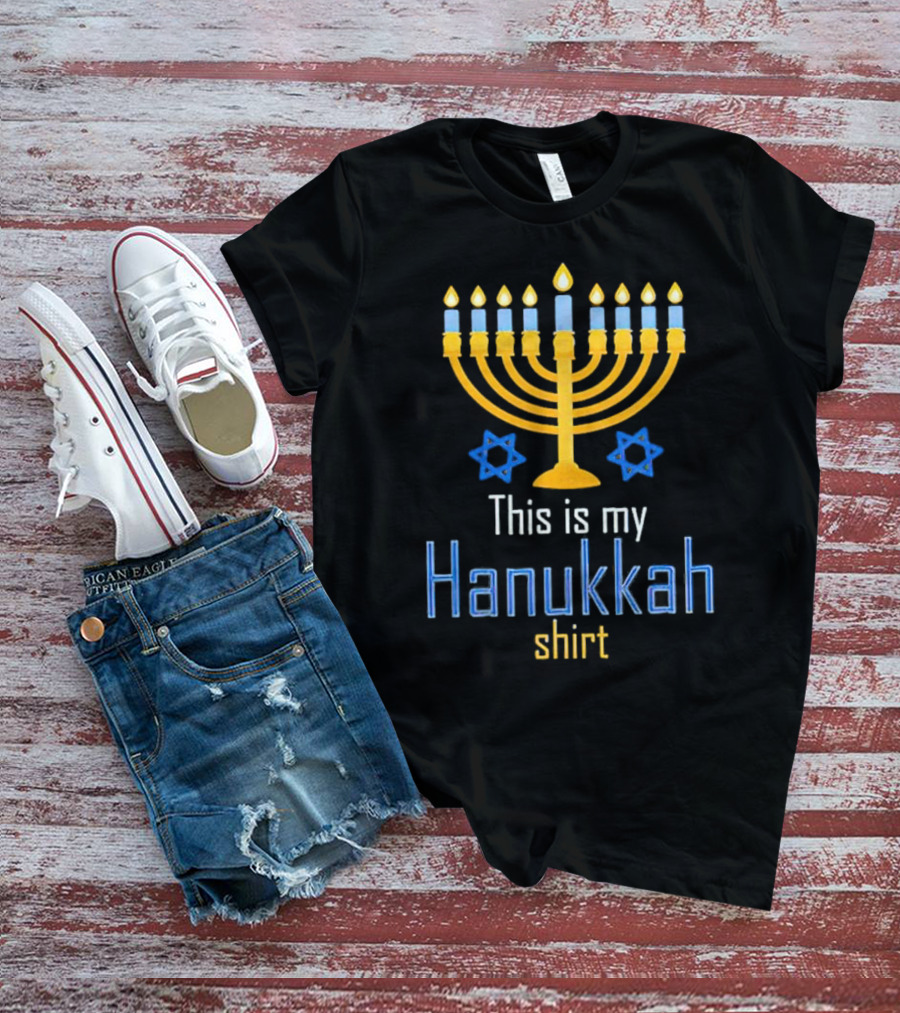This Is My Hanukkah Shirt Menorah And Stars T-Shirt