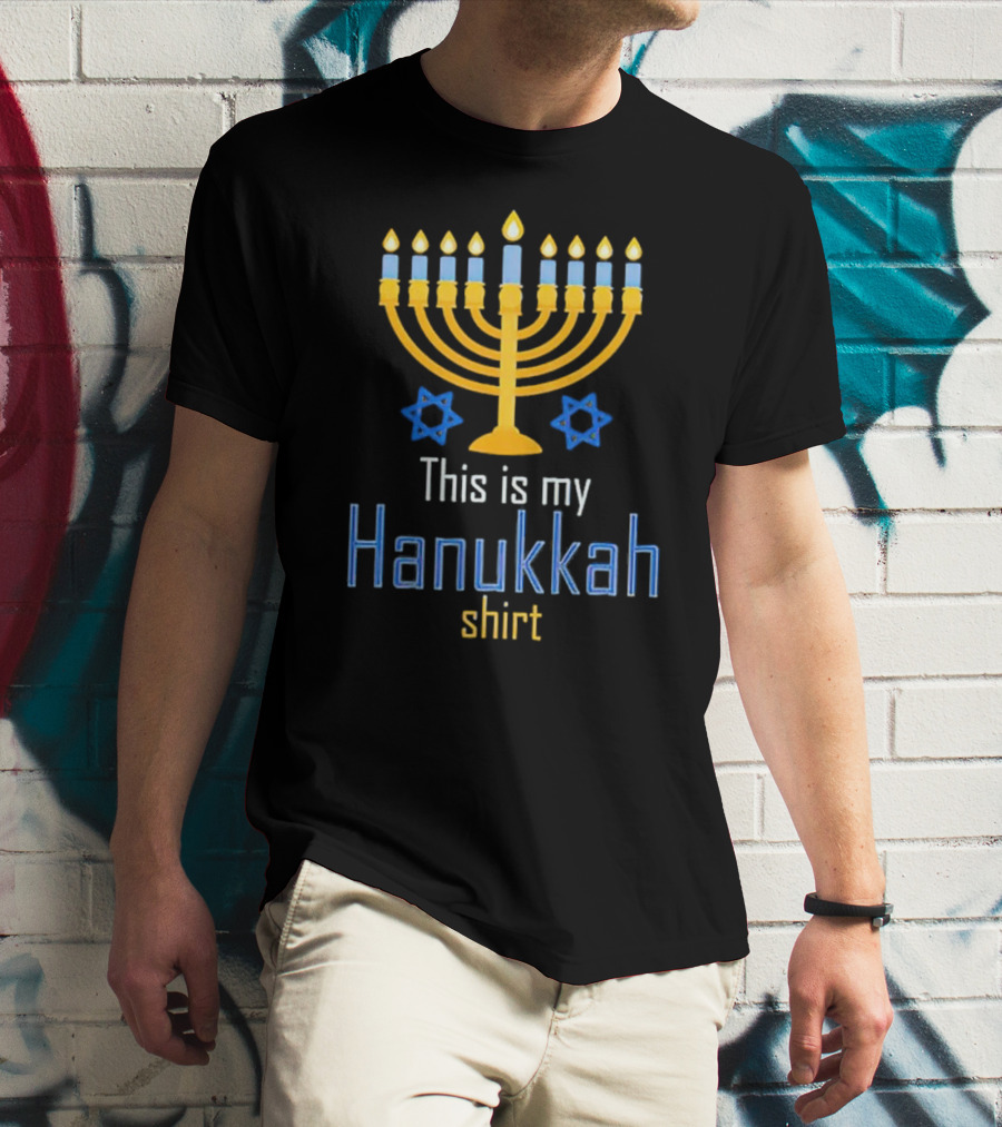 This Is My Hanukkah Shirt Menorah And Stars T-Shirt
