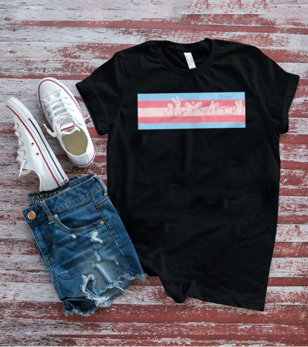 Trans Flag Bunny Band Stripes T-Shirt