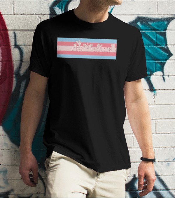 Trans Flag Bunny Band Stripes T-Shirt