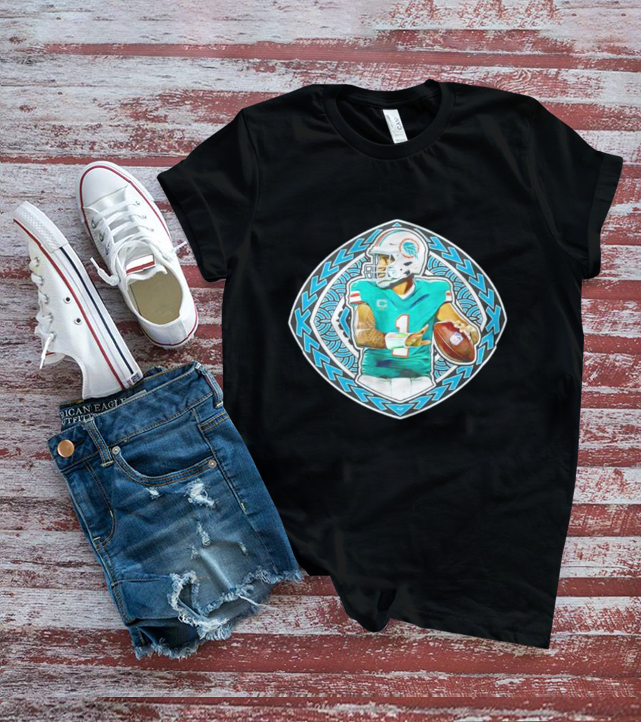 Tua Tagovailoa TAT-TUA Miami Football Quarterback Samoan Tribal Style Retro Fan T-Shirt