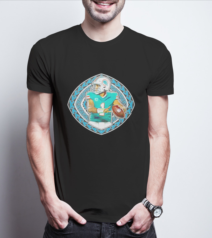 Tua Tagovailoa TAT-TUA Miami Football Quarterback Samoan Tribal Style Retro Fan T-Shirt