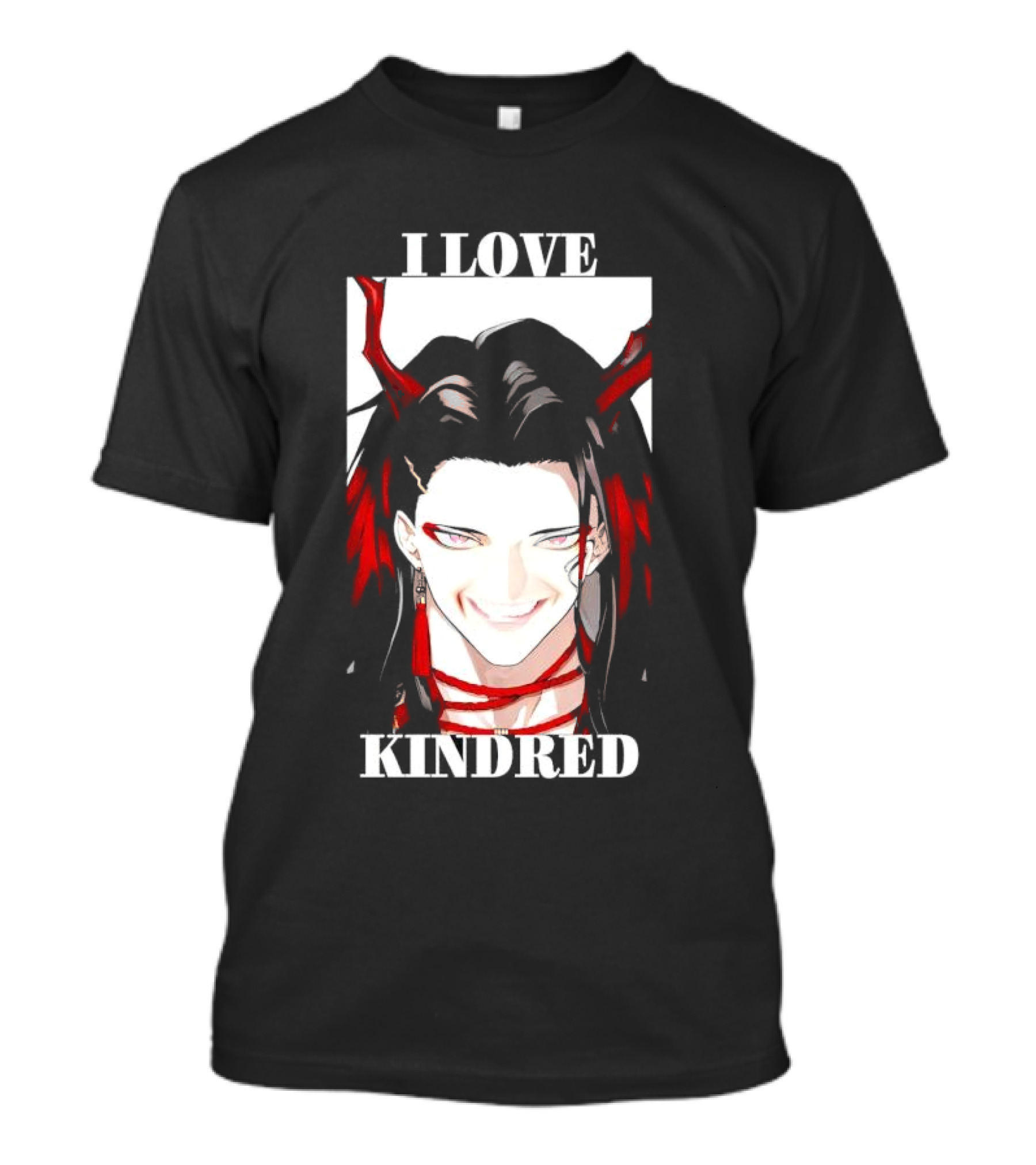 I Love Kindred Vox Akuma Demon Aesthetic Bold Black Red White T-Shirt