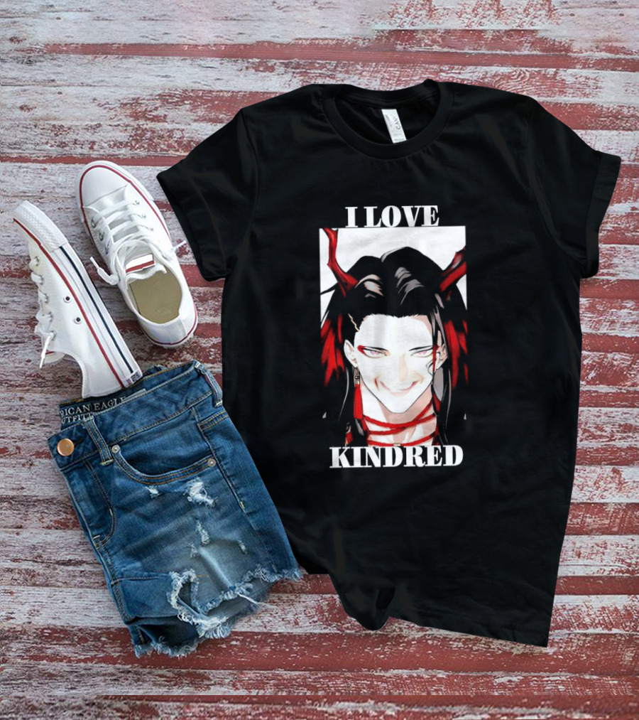 I Love Kindred Vox Akuma Demon Aesthetic Bold Black Red White T-Shirt