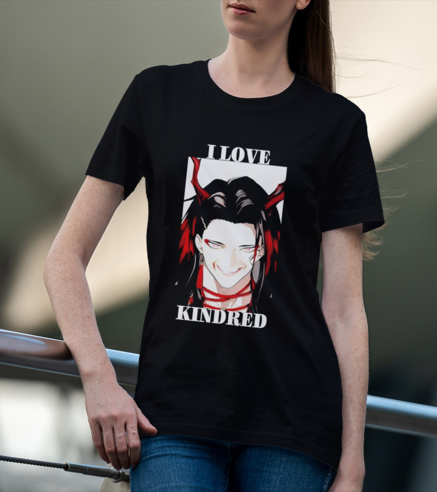 I Love Kindred Vox Akuma Demon Aesthetic Bold Black Red White T-Shirt