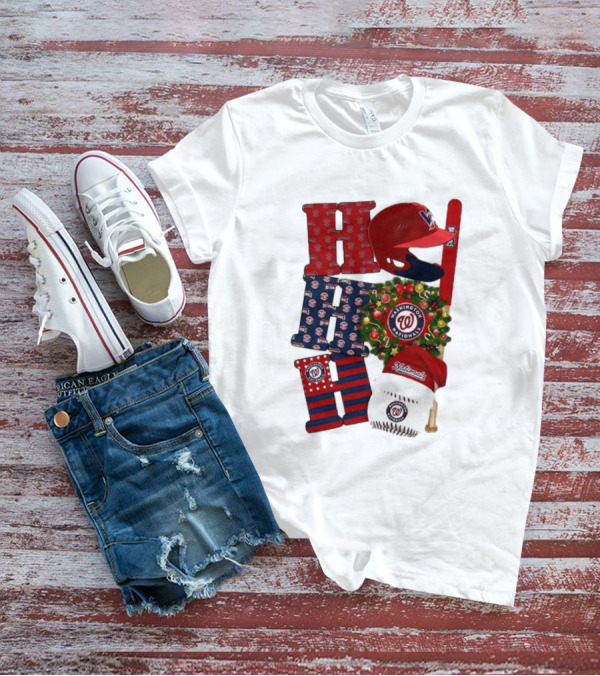 Washington Nationals Ho Ho Ho Merry Christmas Baseball Festive T-Shirt