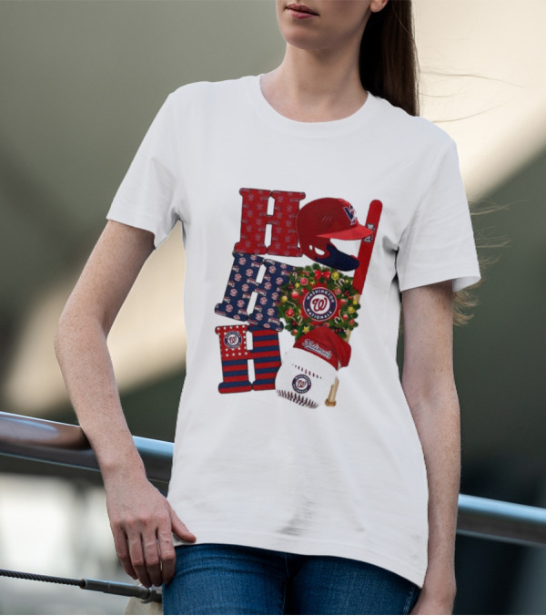 Washington Nationals Ho Ho Ho Merry Christmas Baseball Festive T-Shirt