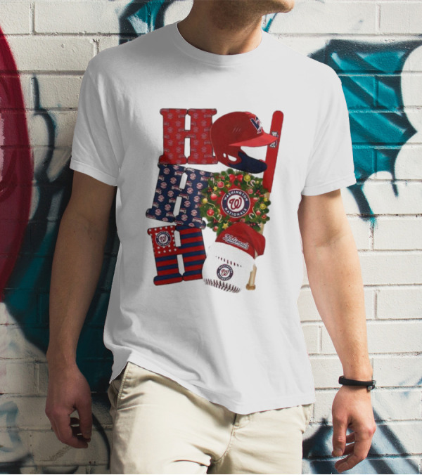 Washington Nationals Ho Ho Ho Merry Christmas Baseball Festive T-Shirt