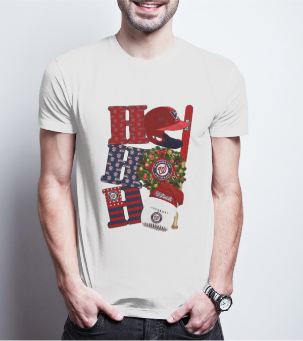 Washington Nationals Ho Ho Ho Merry Christmas Baseball Festive T-Shirt