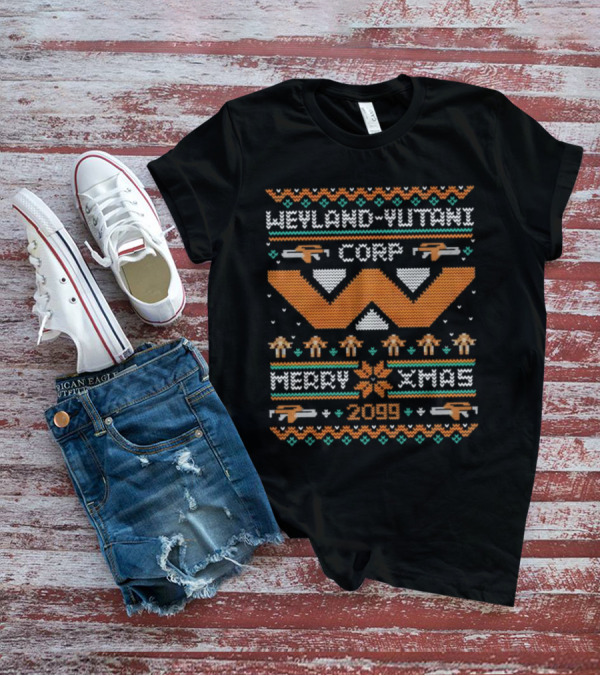 Weyland-Yutani Corp Merry Xmas 2099 Alien Themed Ugly Christmas T-Shirt