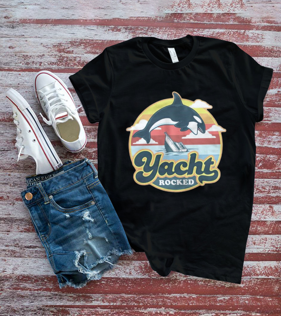 Yacht Rocked Whale Ocean Scene T-Shirt