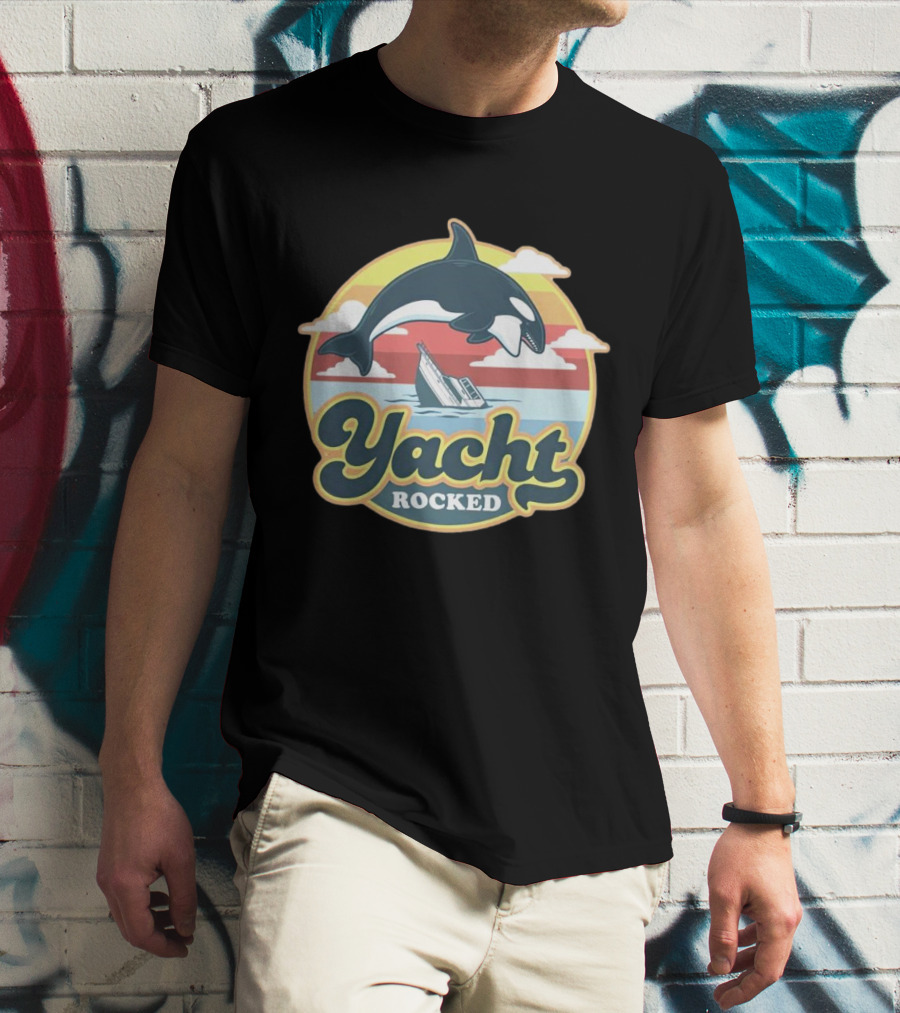 Yacht Rocked Whale Ocean Scene T-Shirt