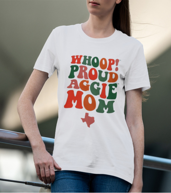 Whoop Proud Aggie Mom Texas Map T-Shirt