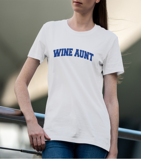 Wine Aunt Blue Text T-Shirt