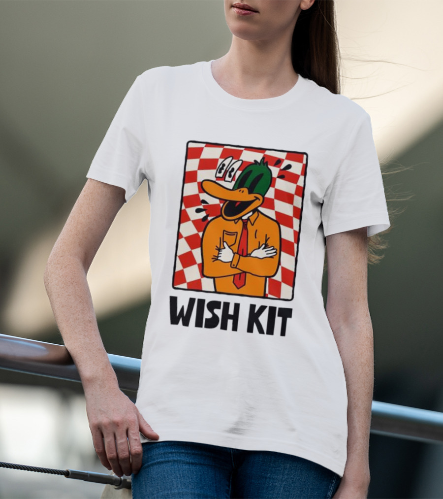 WISH KIT DUCK CHECKERED EYE POPPING CARTOON T-Shirt