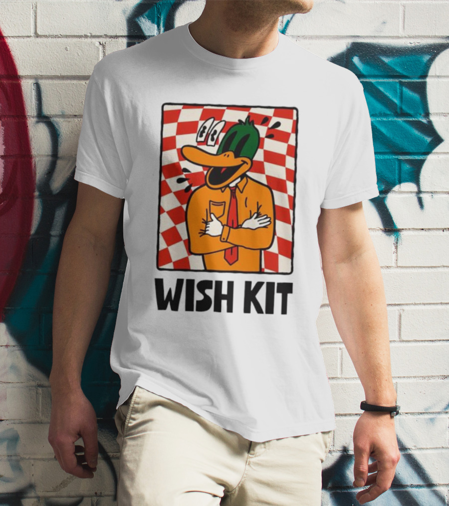 WISH KIT DUCK CHECKERED EYE POPPING CARTOON T-Shirt