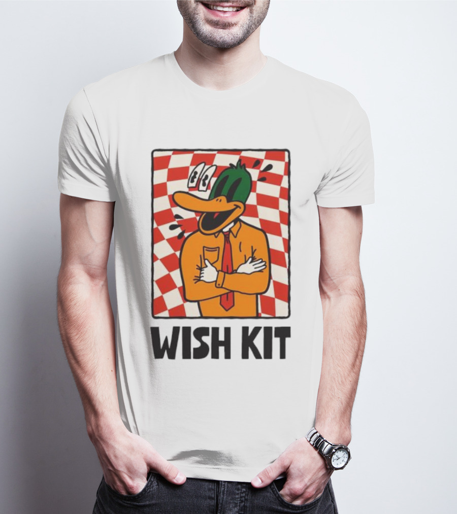 WISH KIT DUCK CHECKERED EYE POPPING CARTOON T-Shirt