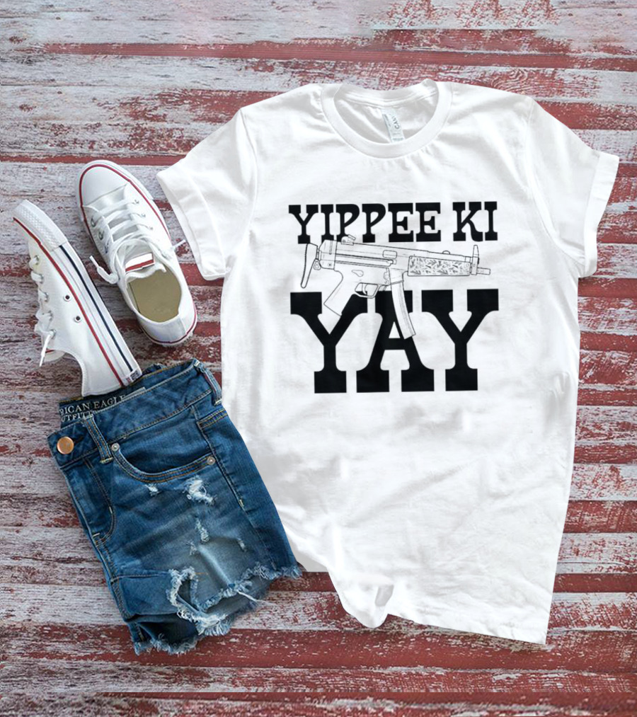 Yippee Ki Yay Retro Action Phrase With Gun T-Shirt