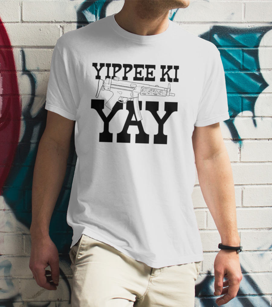 Yippee Ki Yay Retro Action Phrase With Gun T-Shirt