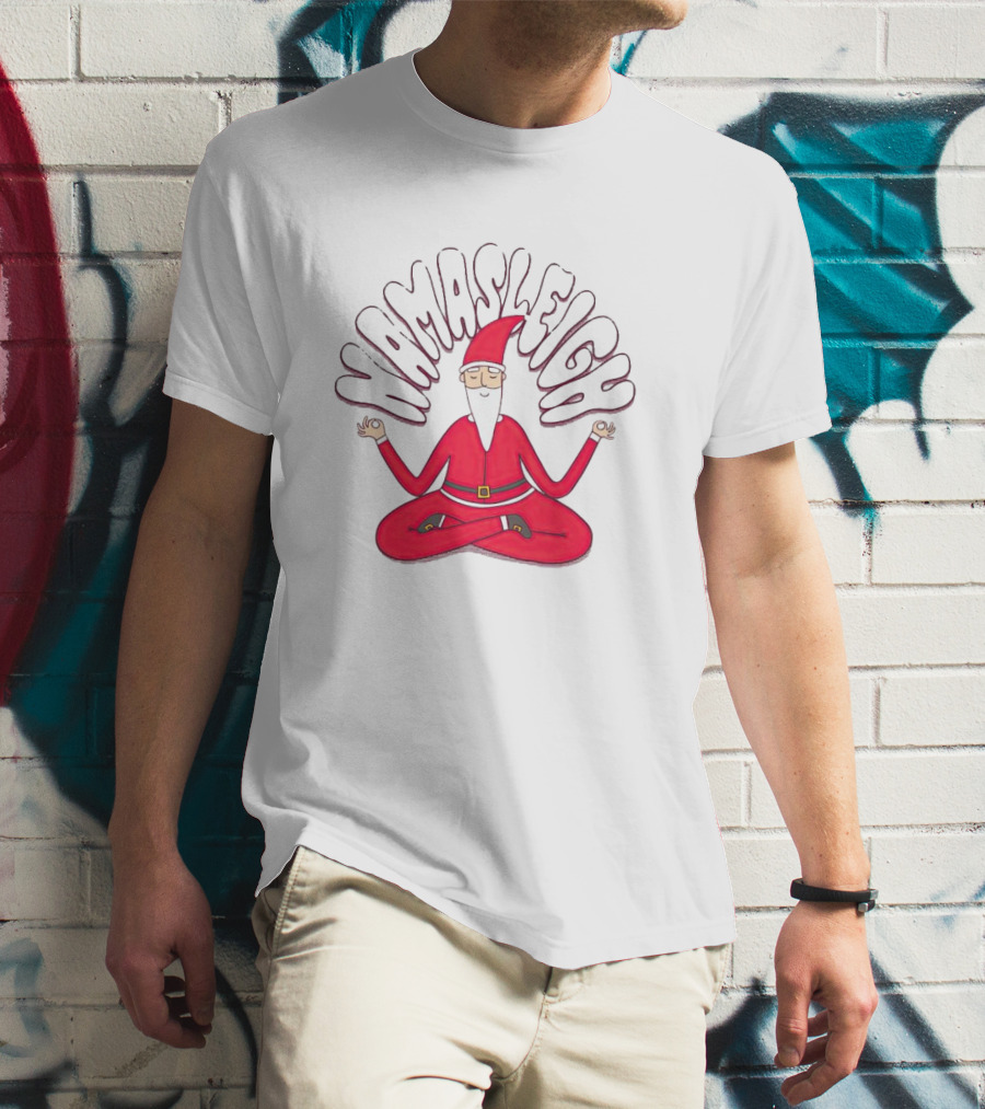 Santa Claus Namasleigh Christmas Santa Meditation Holiday T-Shirt