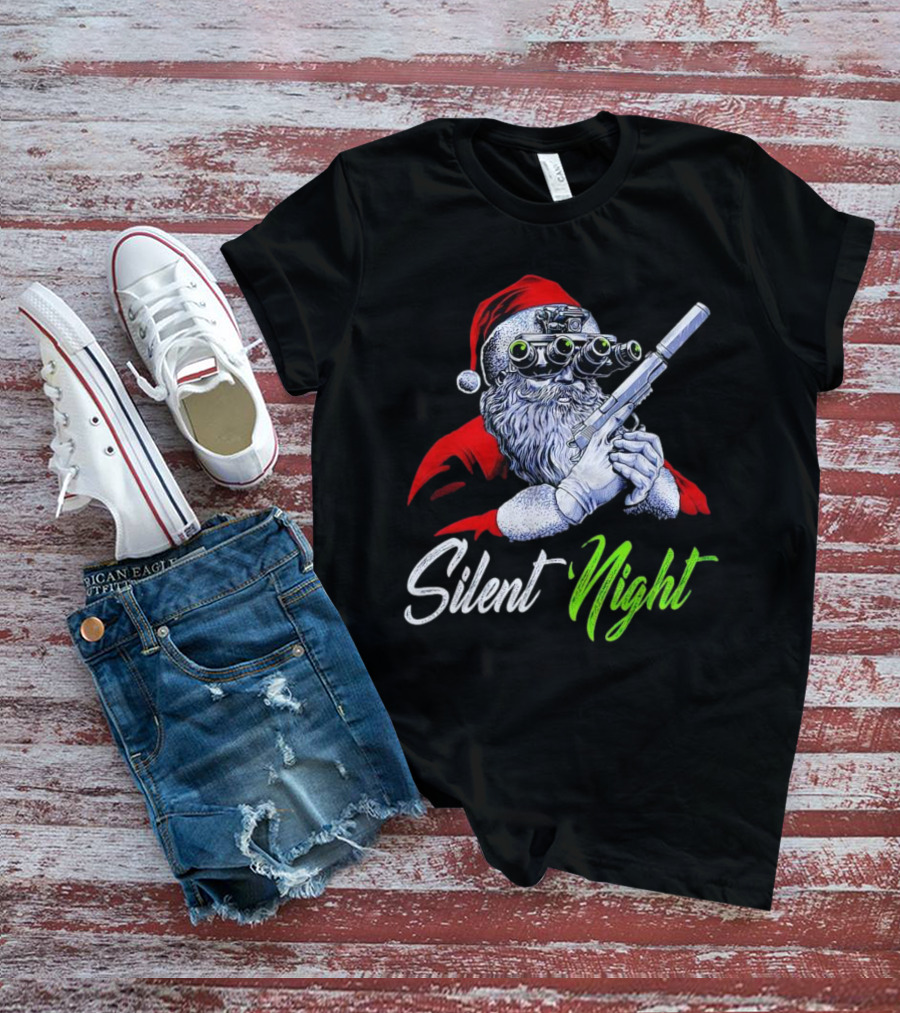 Silent Night Santa Claus With Night Vision And Rifle T-Shirt