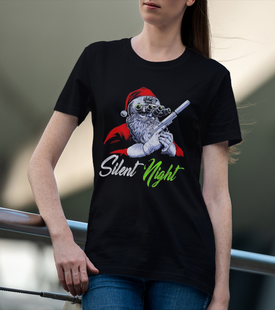 Silent Night Santa Claus With Night Vision And Rifle T-Shirt
