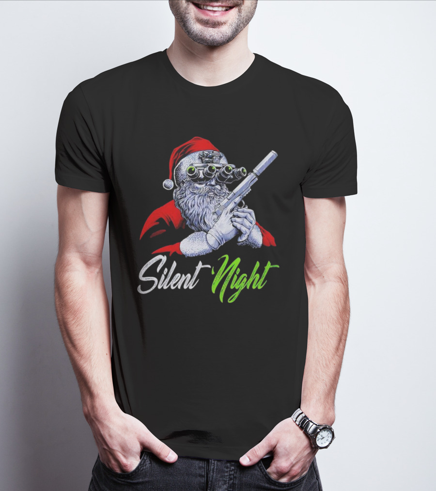 Silent Night Santa Claus With Night Vision And Rifle T-Shirt