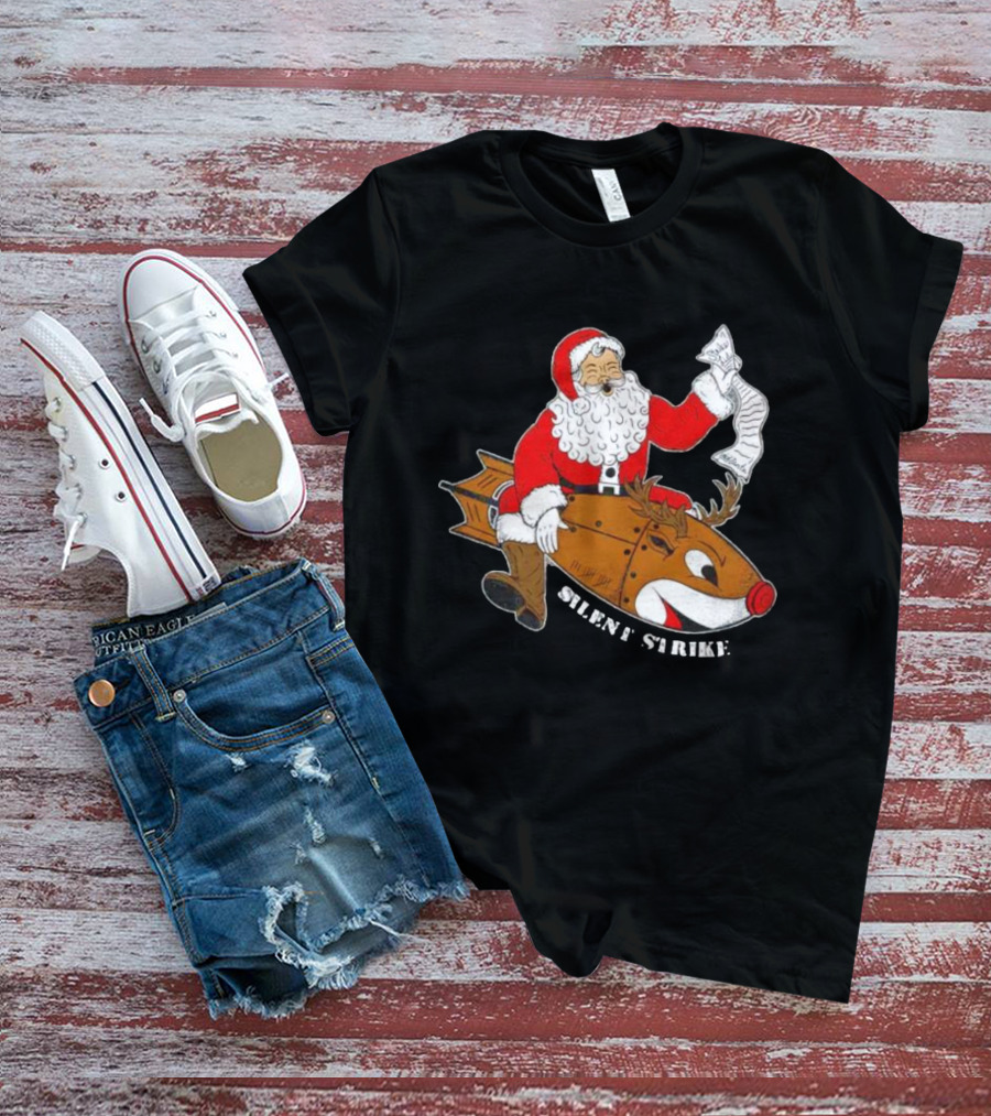 Silent Strike Santa Claus Riding Reindeer Rocket T-Shirt