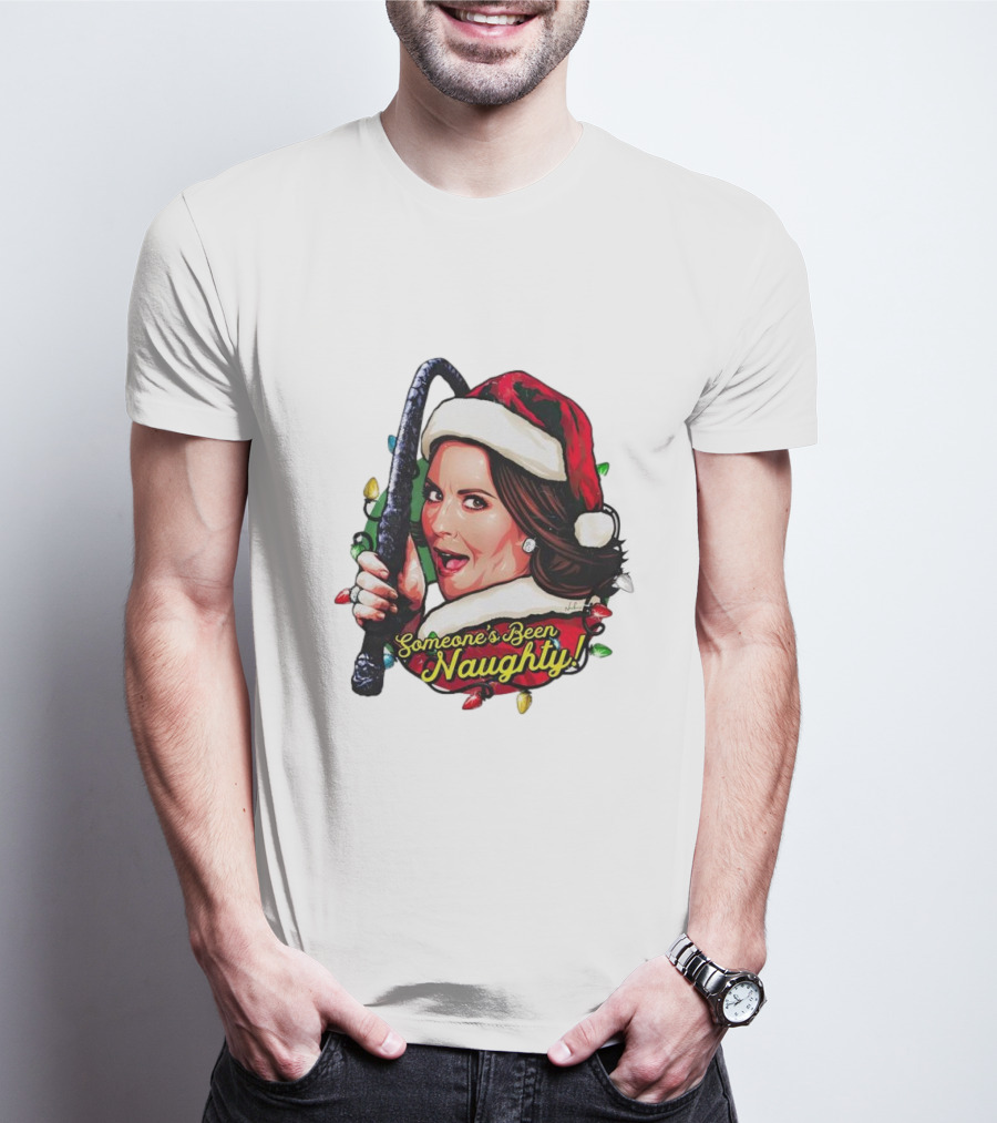 Santa Karen Walker Someone's Been Naughty Christmas Lights Whip T-Shirt